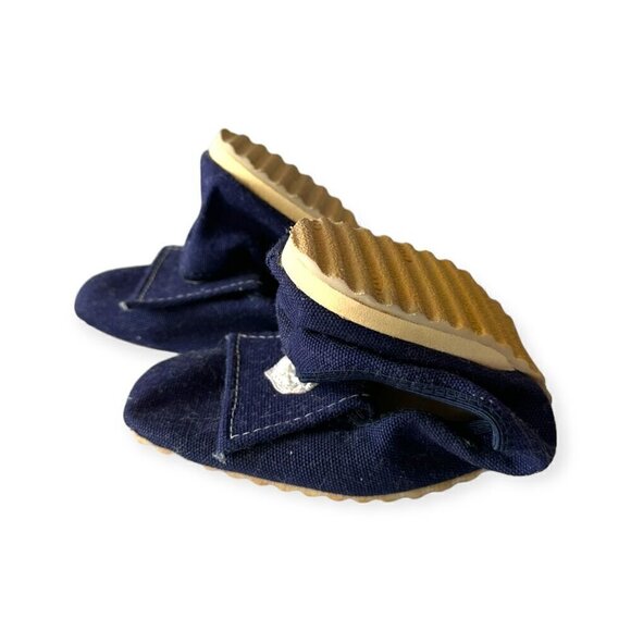 Vintage 60s Bertlyn New York, Foldable Flats, Size Medium 6-6.5, Navy Canvas - Picture 2 of 12